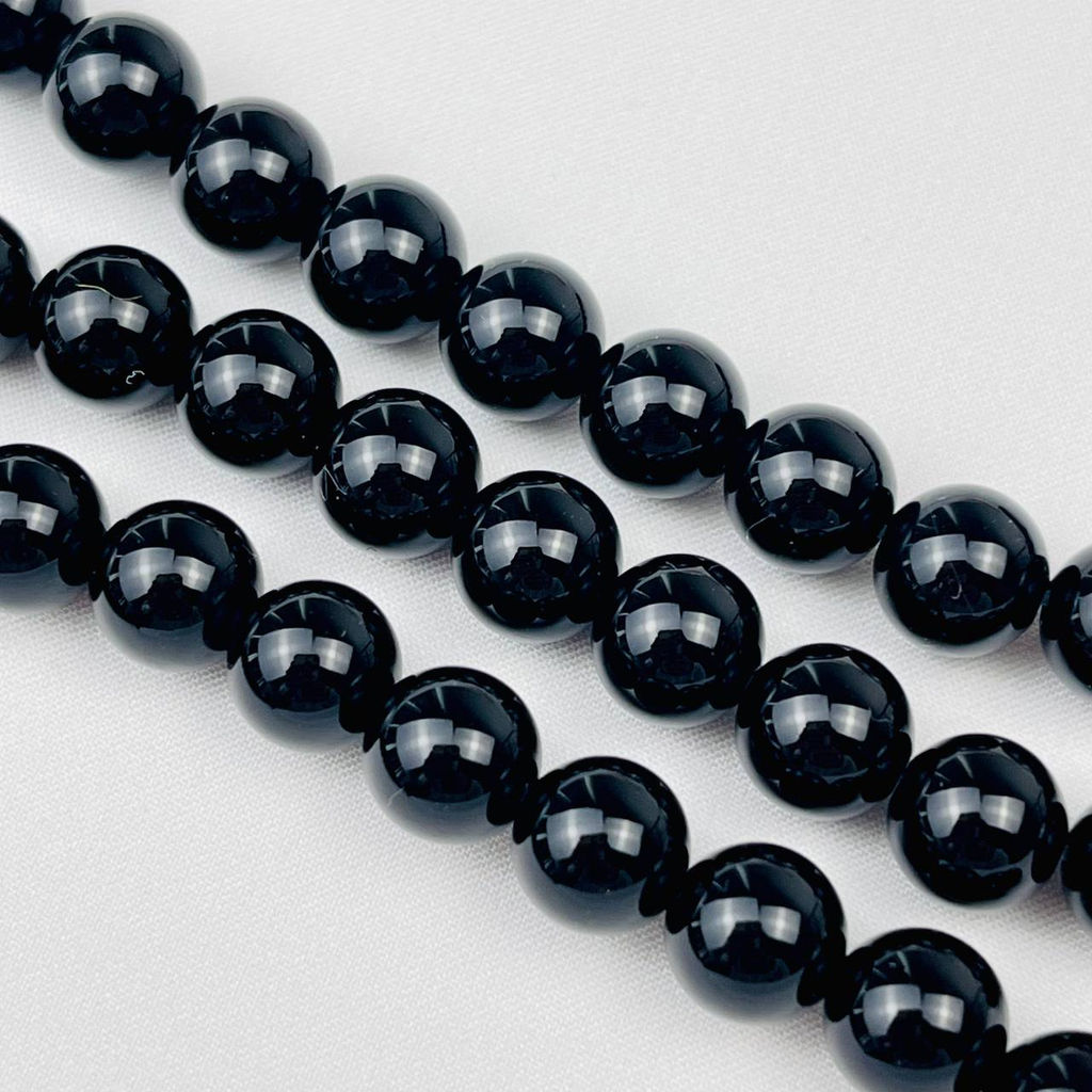 Бусины для украшений из черного Агата (45 бусин) 38 см