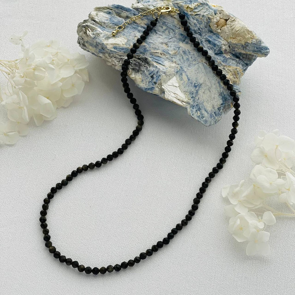 Бусы из Обсидиана золотистого огранка