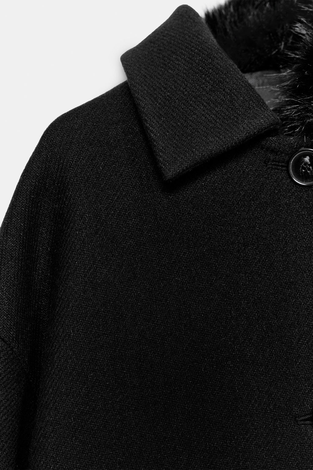 CROPPED COAT WITH WOOL AND FAUX FUR LAPEL - Zara фото 9