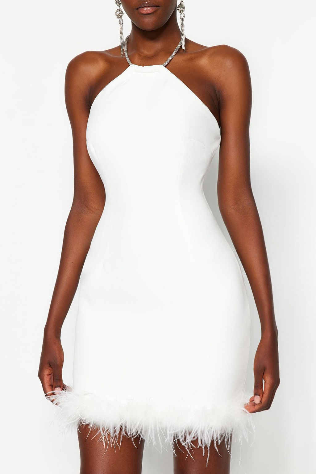 Beyaz Vucuda Oturan Otrisli Parlak Tasl? Dokuma K?sa Abiye Gece Mezuniyet Elbisesi TPRSS23EL00255