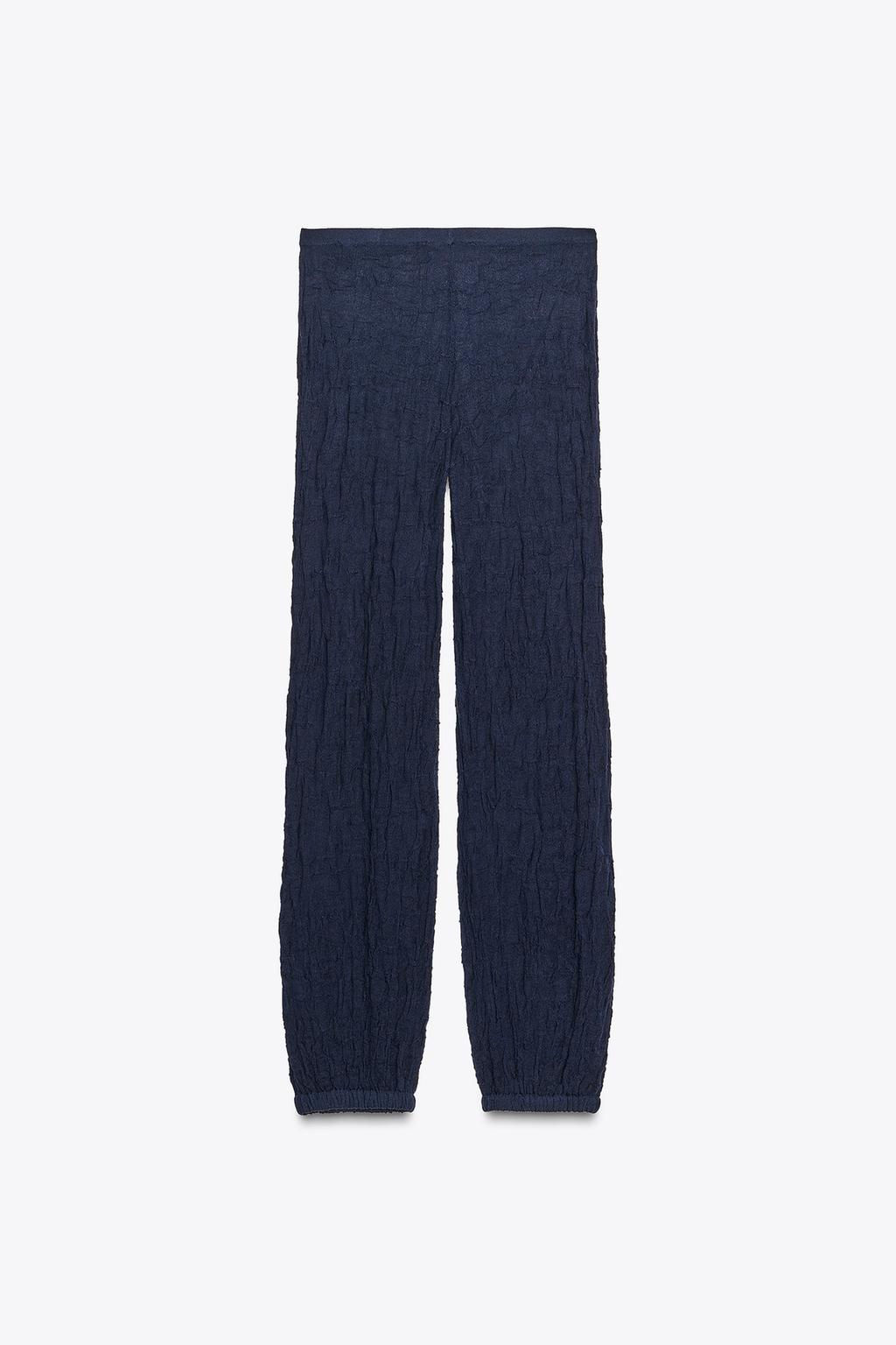 FINE KNIT WRINKLED-EFFECT TROUSERS - Zara фото 8