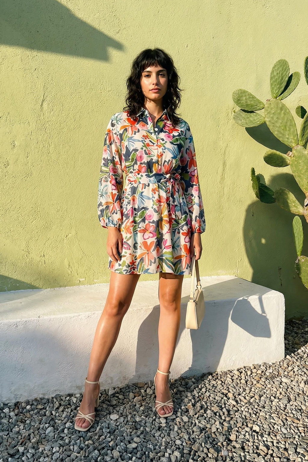 TRENDYOLMILLA Cok Renkli Cicek Desenli Belden Ac?lan Mini Astarl? Sifon Dokuma Elbise TWOAW24EL00841 фото 24