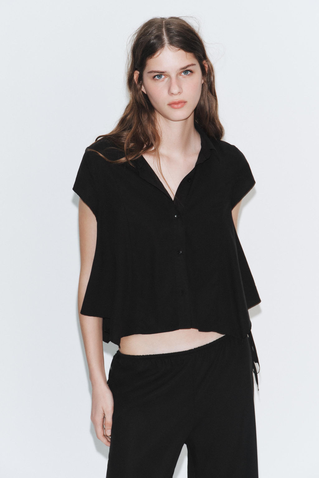 CAMISA FLUIDA ASIM?TRICA / Negro - Zara фото 2