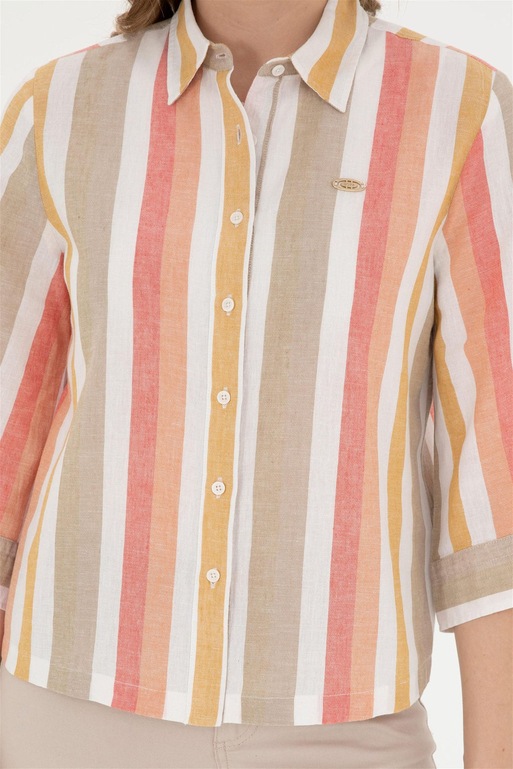 Женская пудровая рубашка с длинным рукавом Неожиданная скидка в корзине - U.s. polo assn фото 6