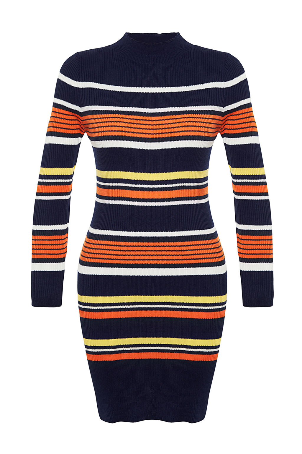 TRENDYOLMILLA Lacivert Mini Triko Renk Bloklu Dik Yaka Elbise TWOAW24EL00469 фото 11