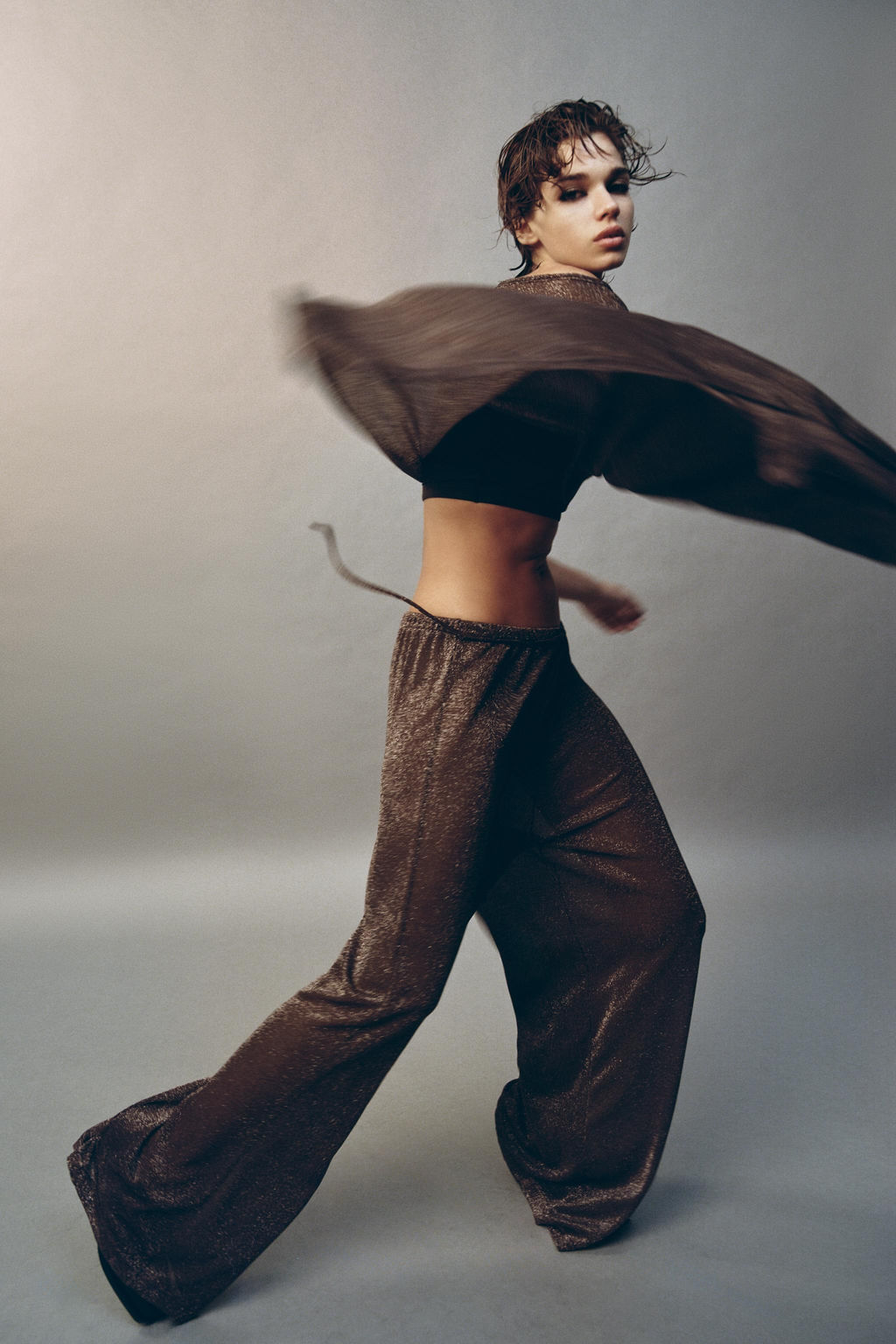 METALLIC THREAD PALAZZO TROUSERS - Zara фото 11