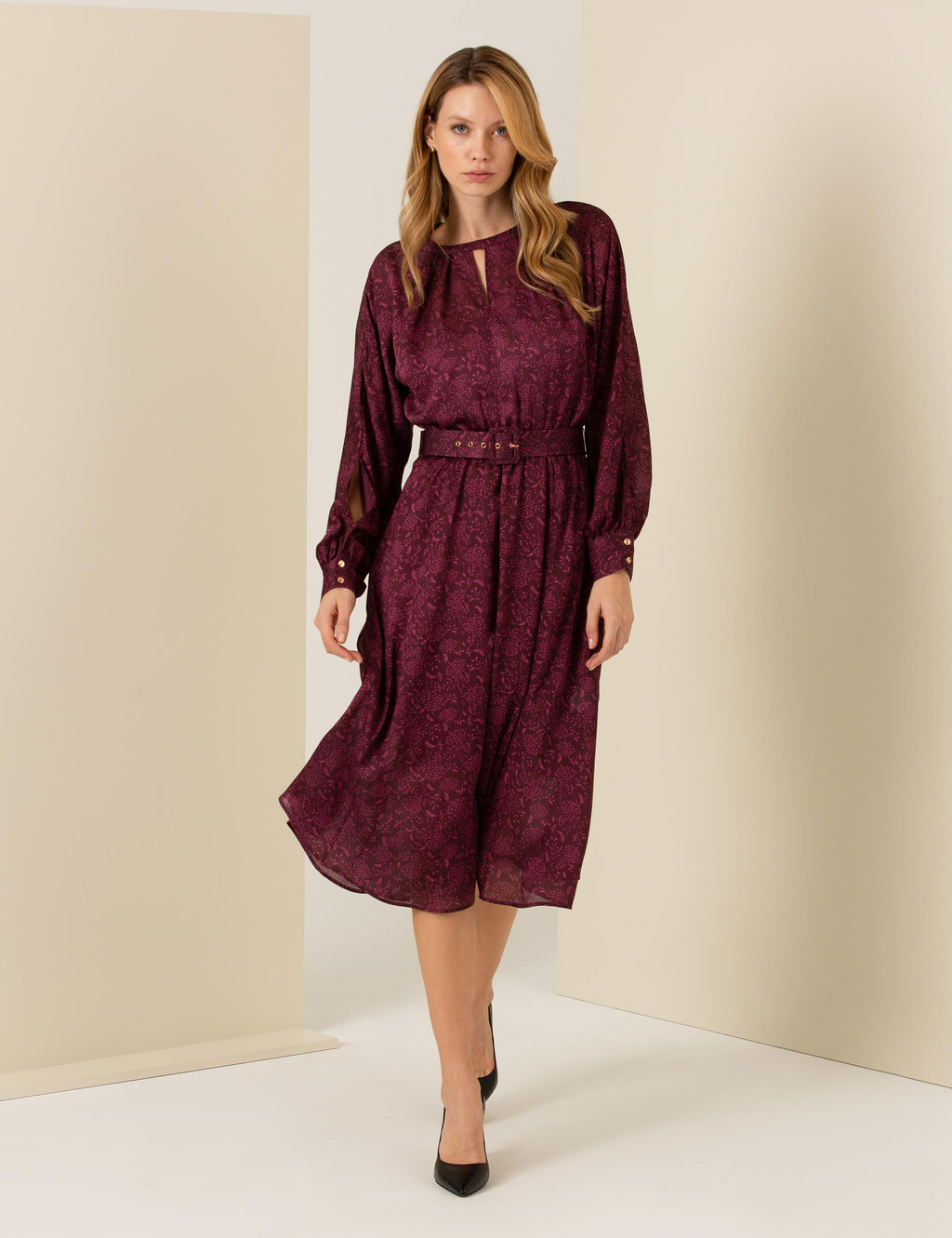 Bordo Dokuma Elbise - Pierre cardin фото 2