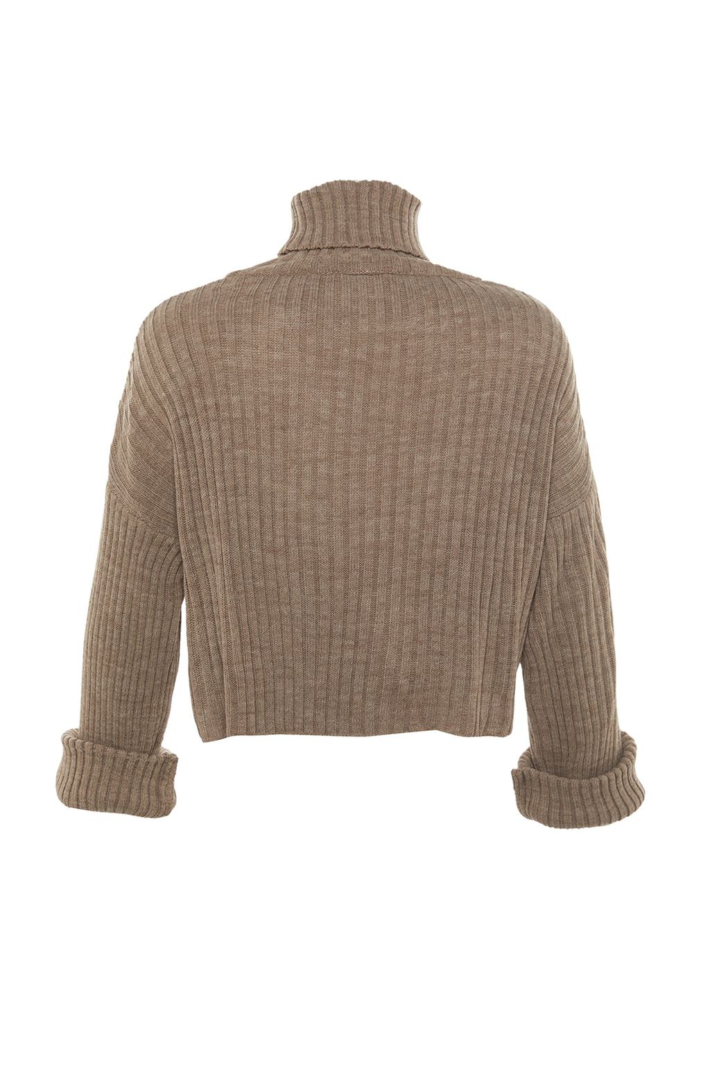 Kahverengi Crop Basic Triko Kazak TWOAW22KZ0223