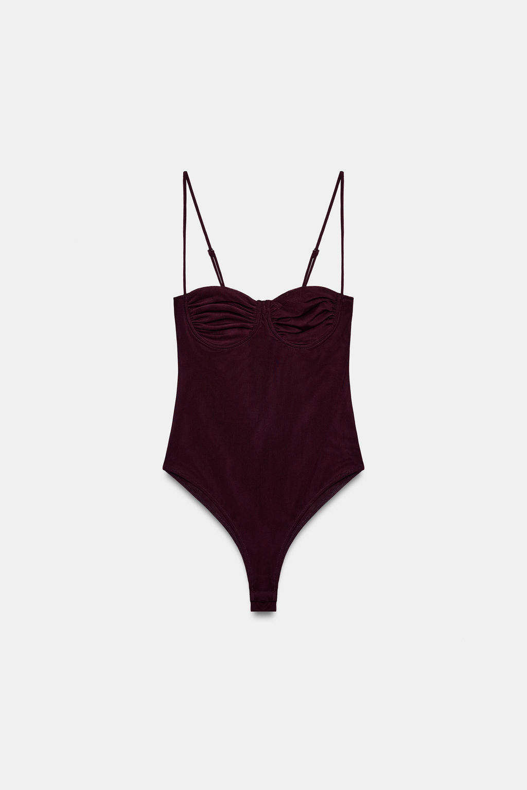 BODY TUL FRUNCES / Berenjena oscuro - Zara фото 6
