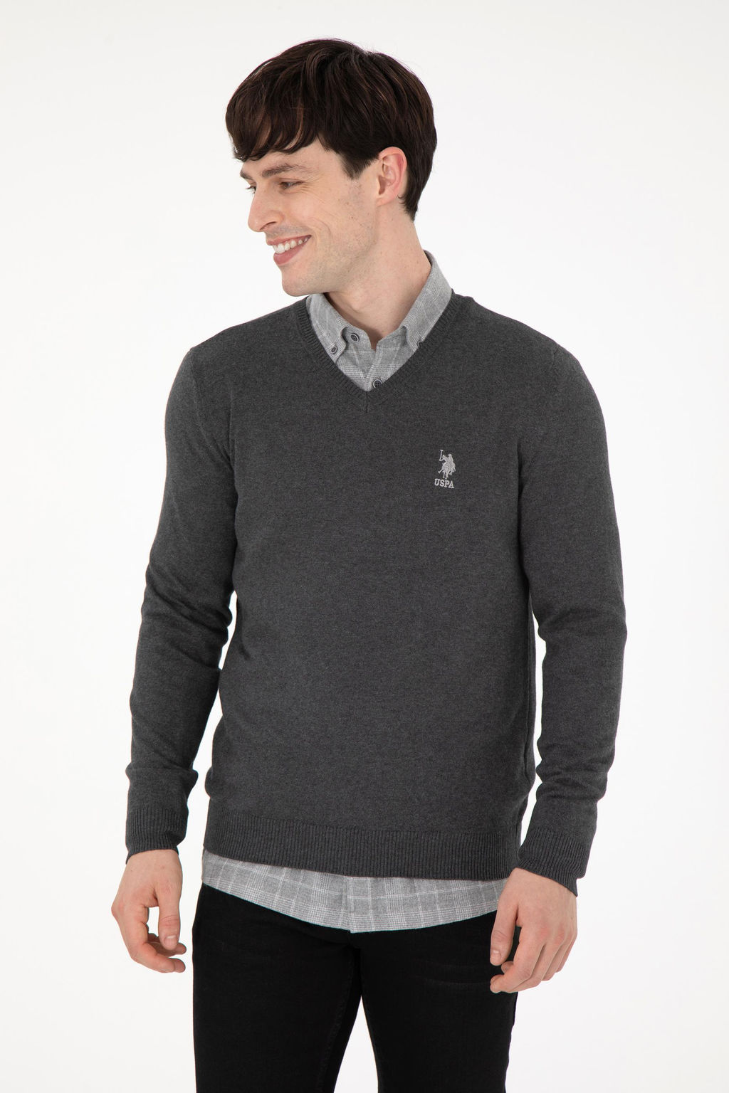 Erkek Antrasit Melanj Basic Kazak - U.s. polo assn фото 3