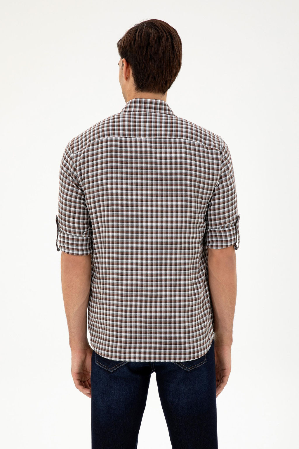 Мужская коричневая рубашка с длинным рукавом Неожиданная скидка в корзине - U.s. polo assn фото 5