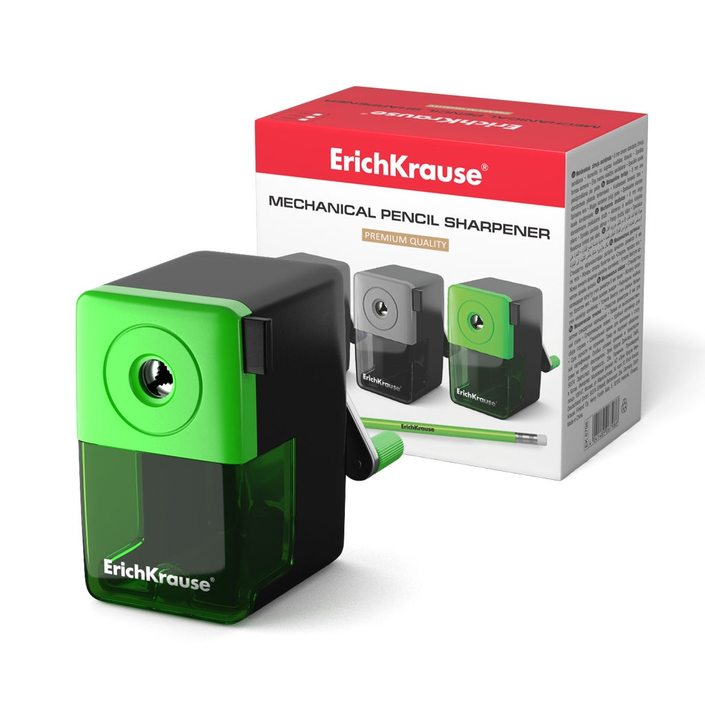 АКЦИЯ Цена за 1 шт. Точилка механическая ErichKrause, с контейнером, ассорти (в коробке)