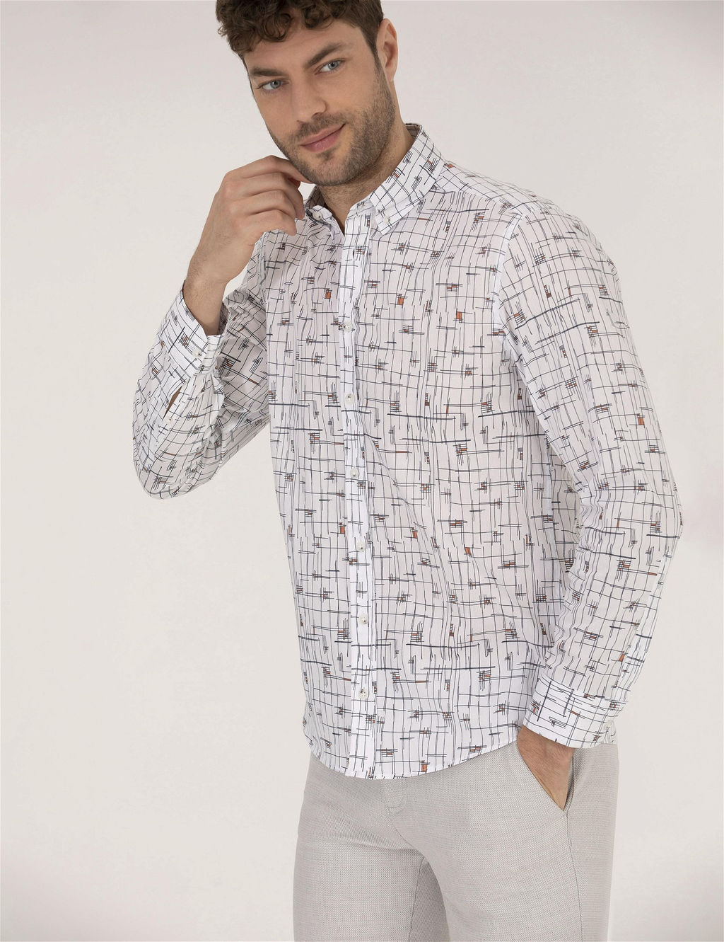 Kahverengi Slim Fit Uzun Kollu G_mlek - Pierre cardin фото 2