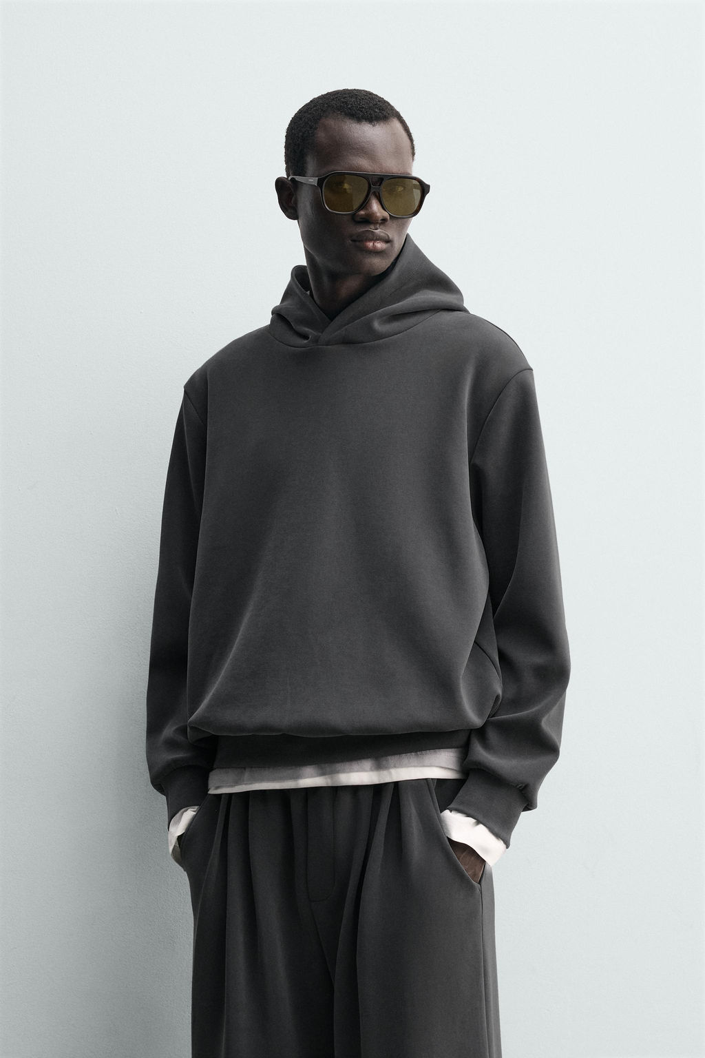 SUDADERA LAVADA SOFT CAPUCHA / Azul / Gris - Zara фото 2