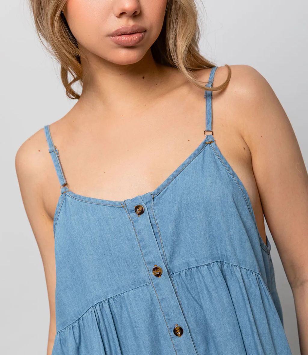 Джинсовый сарафан #КТ3373, голубой