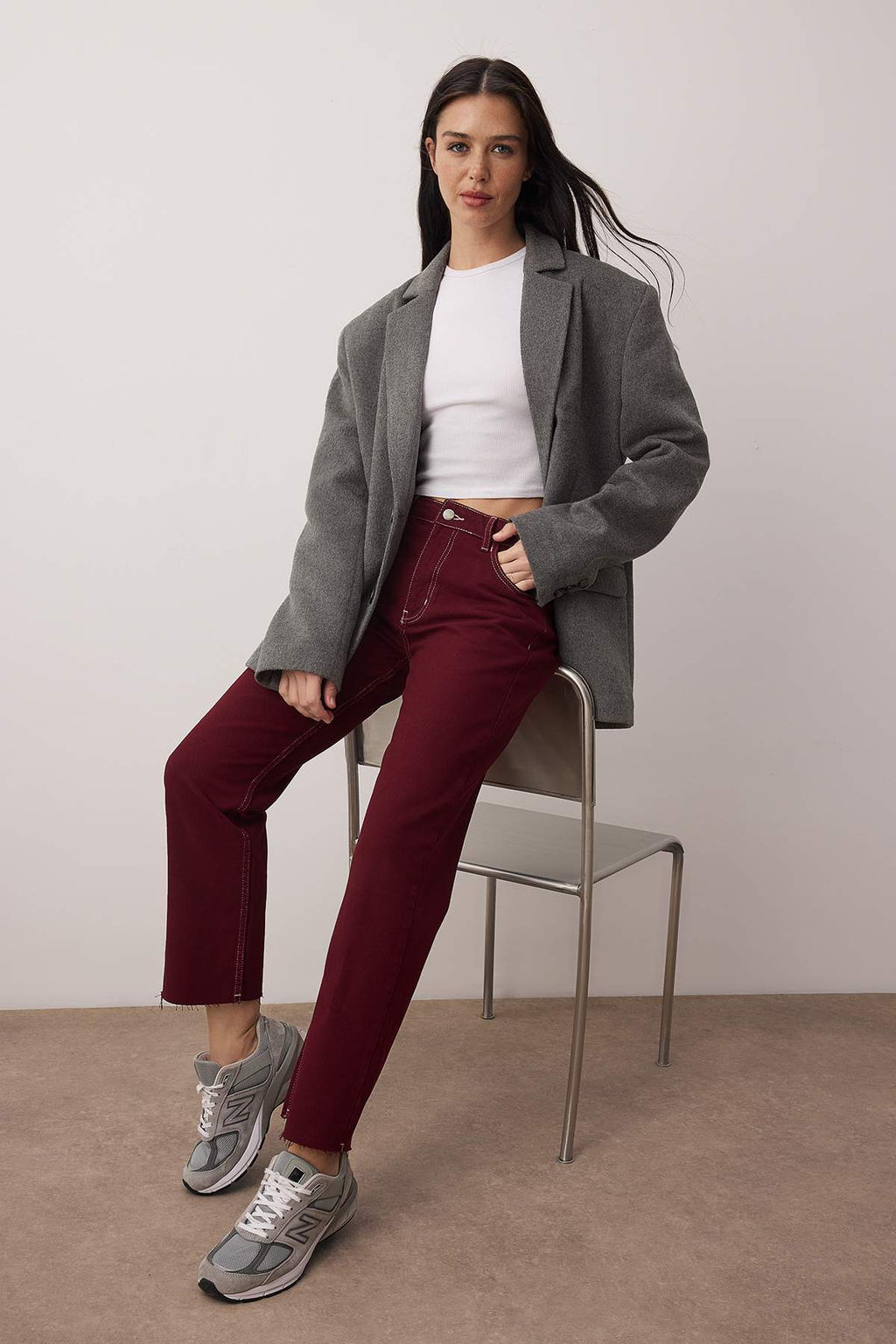 TRENDYOLMILLA Ac?k Mavi Pacas? Kesikli Yuksek Bel Straight Jeans TWOAW25JE00307  фото 12