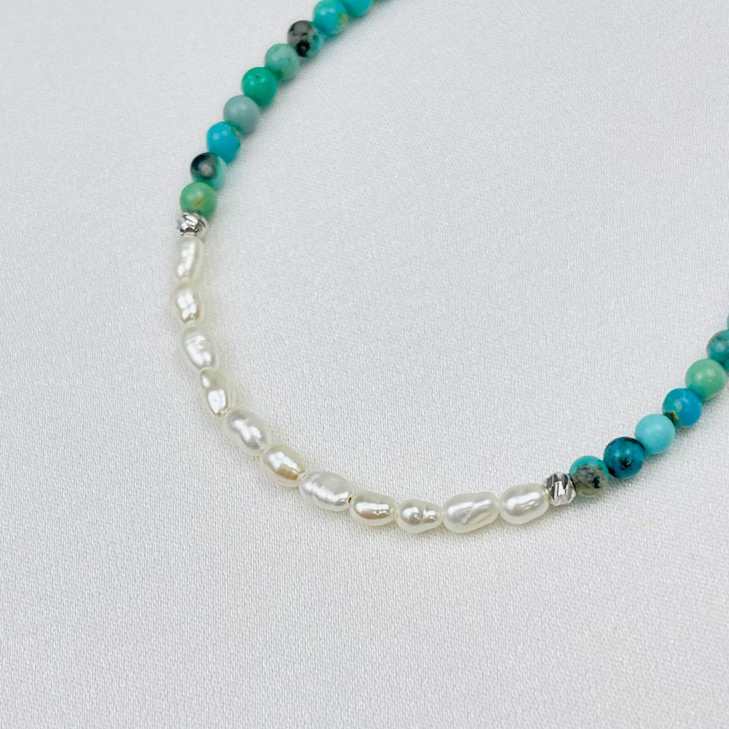 Браслет из Бирюзы и Жемчуга - Радуга самоцветов фото 3