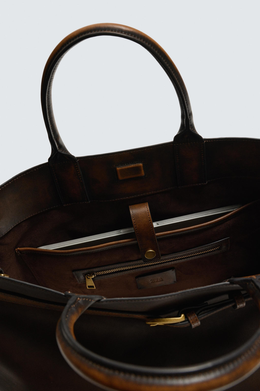 BOLSO DE MANO PIEL / Marr?n - Zara фото 8