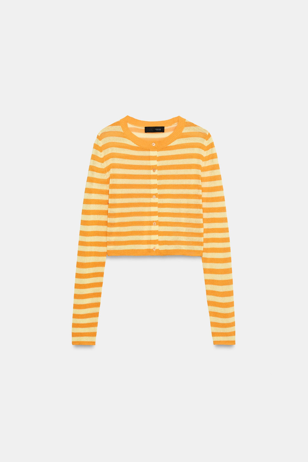 CHAQUETA CORTA PUNTO RAYAS / Naranja / Amarillo - Zara фото 3