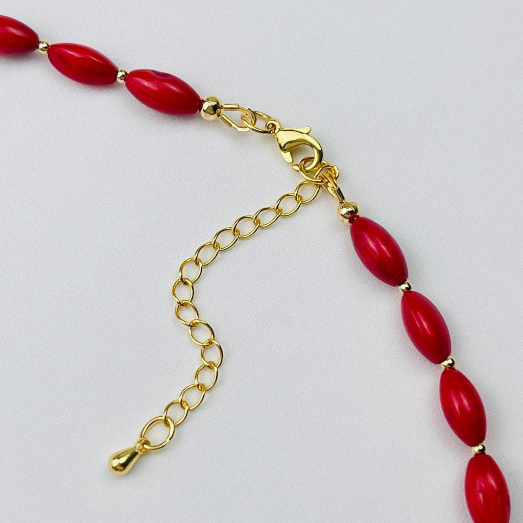 Колье из Коралла и Жемчуга с кулоном из Лазурита - Радуга самоцветов фото 4