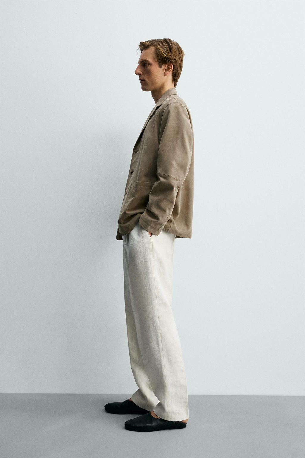 BLAZER REGULAR FIT PIEL ANTE / Arena - Zara фото 4