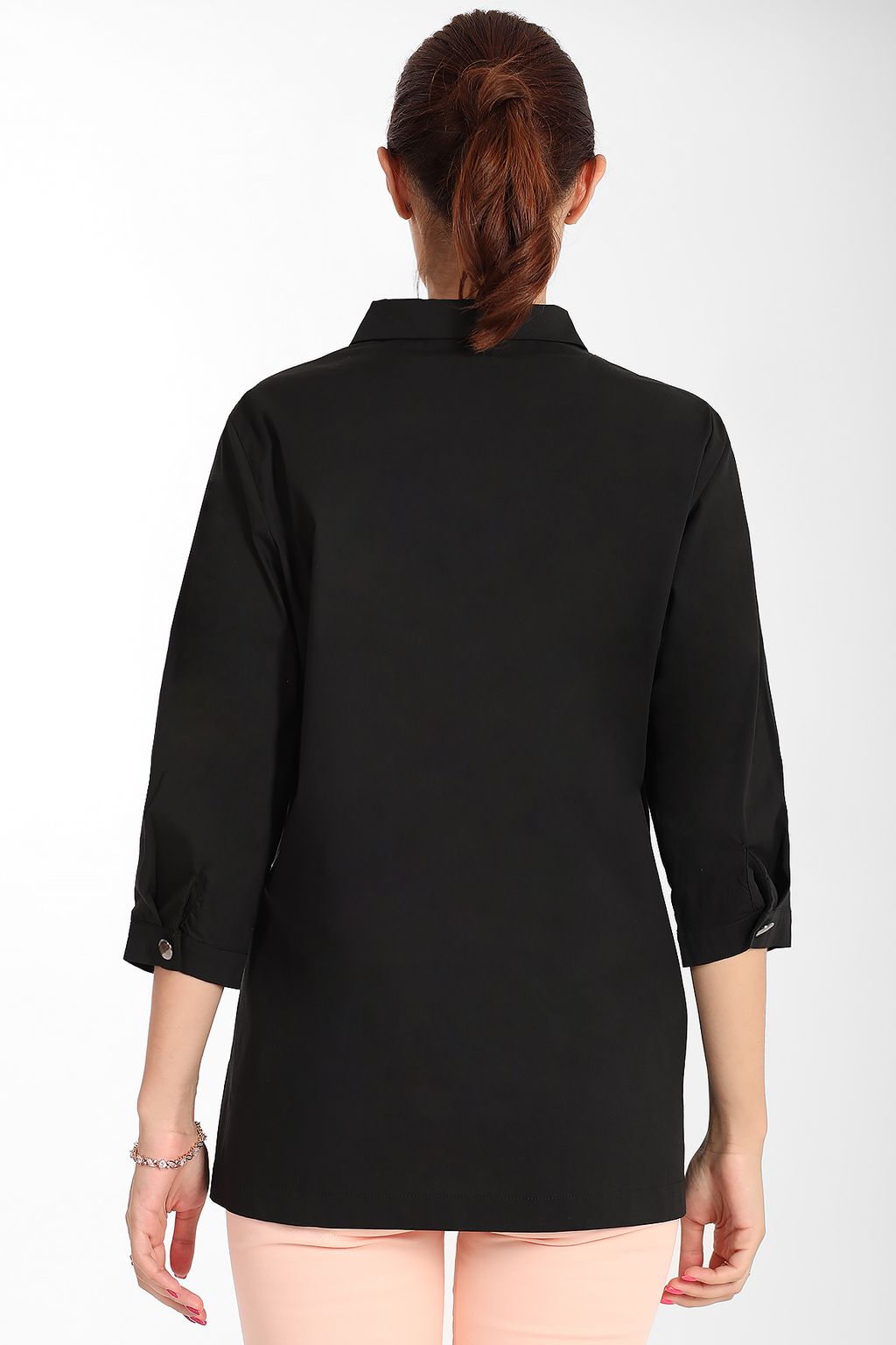 Рубашка черная с рукавом три четверти