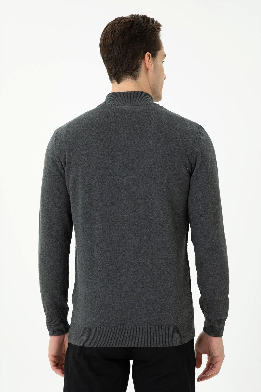 Мужской базовый трикотажный кардиган антрацитового меланжа - U.s. polo assn фото 12