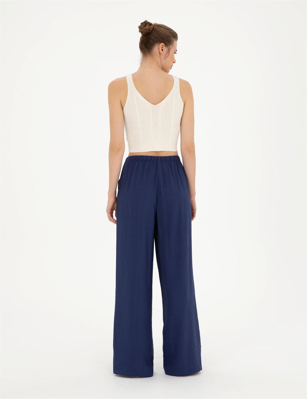 Lacivert Loose Fit Kanvas Pantolon