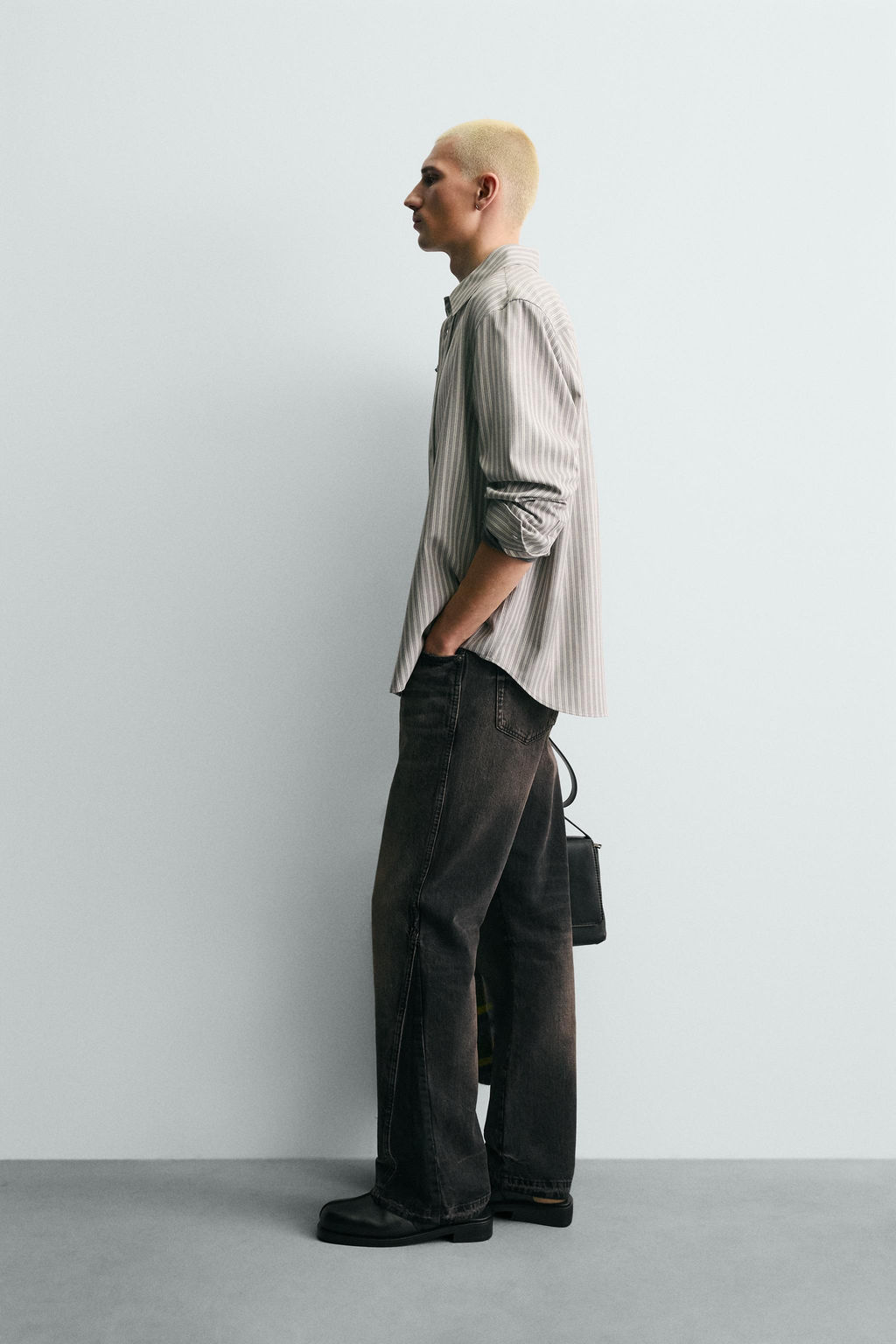 Рубашка Relaxed Fit Rayas серая