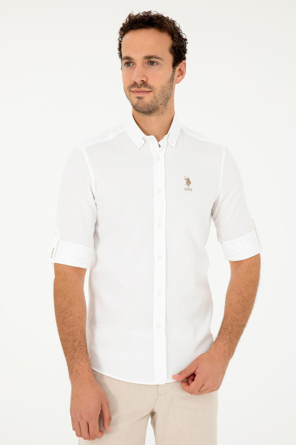 Мужская рубашка светло-хаки с длинным рукавом Неожиданная скидка в корзине - U.s. polo assn фото 3