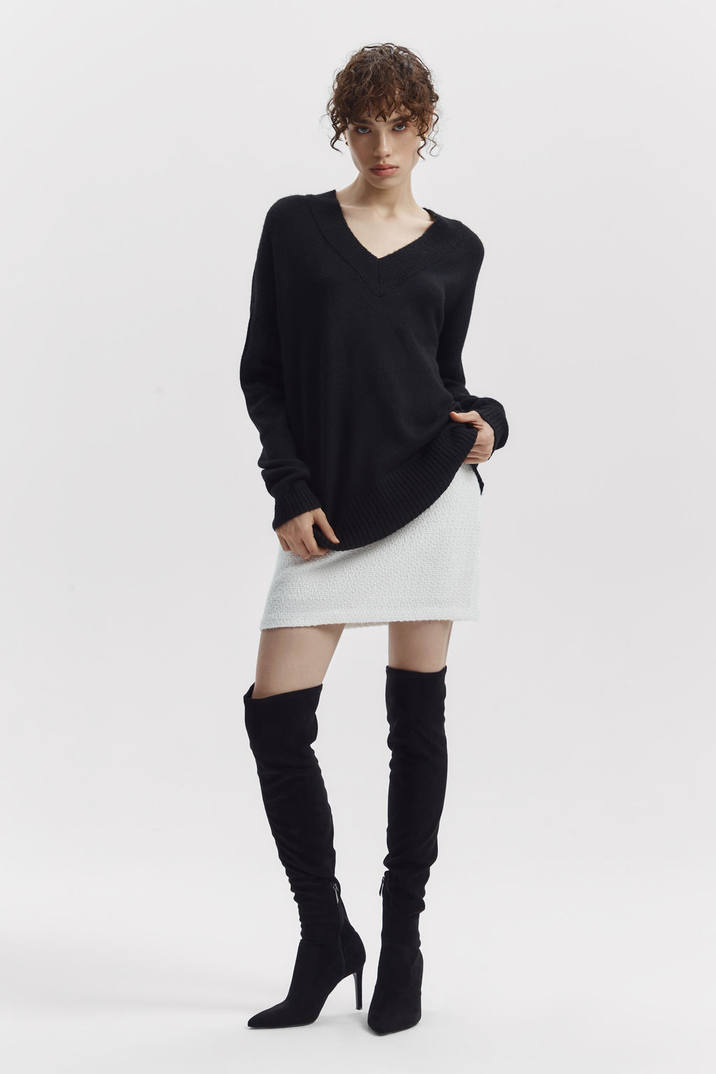 Джемпер вязаный с V-образным вырезом - Mollis фото 3