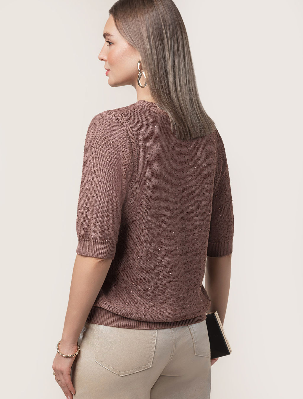 VILATTE / Джемпер из хлопковой пряжи с пайетками  фото 10