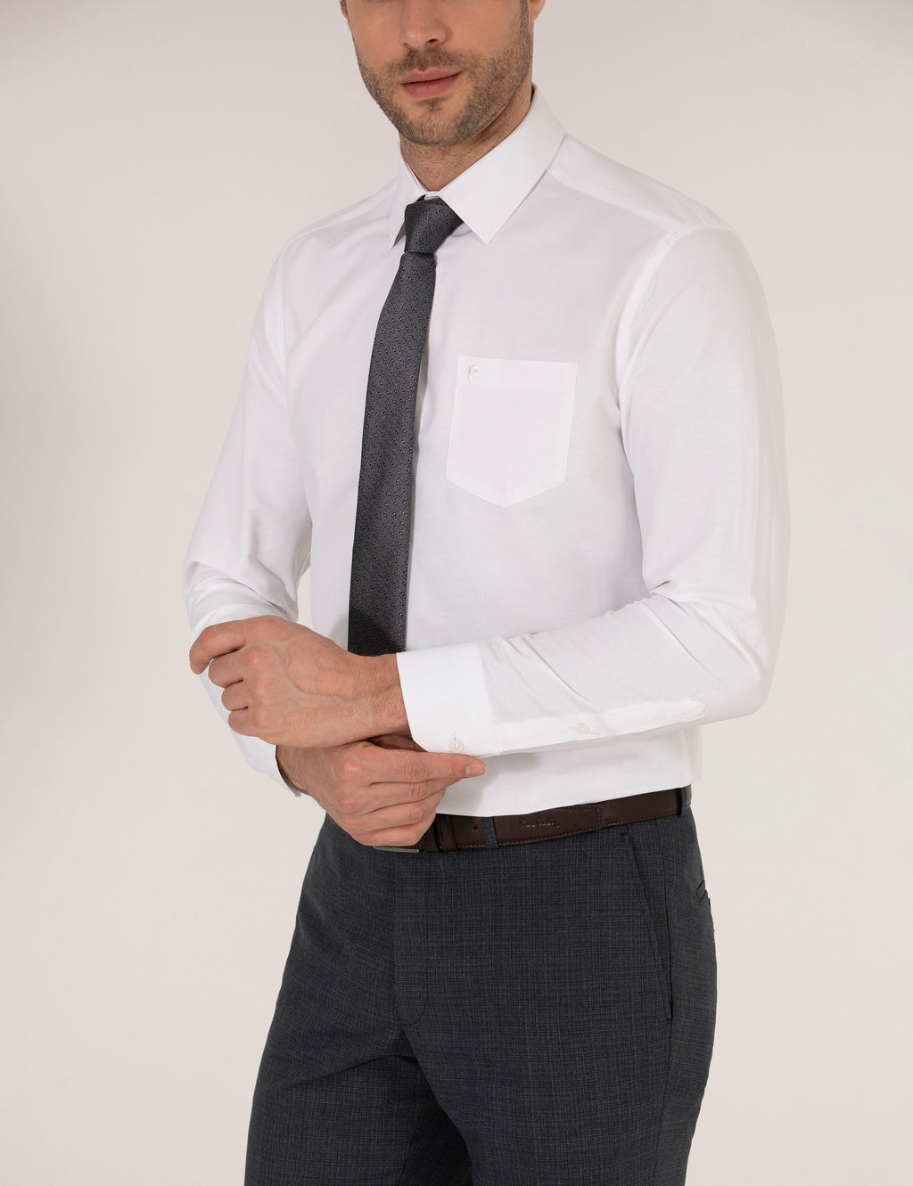 Beyaz Regular Fit Uzun Kollu Klasik G_mlek