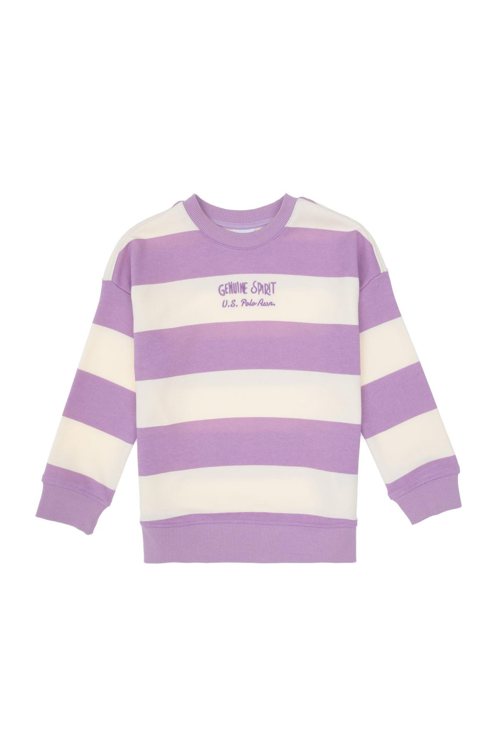 K_z _ocuk Lila _izgili Bisiklet Yaka Sweatshirt Sepette S_rpriz _ndirim - U.s. polo assn фото 2