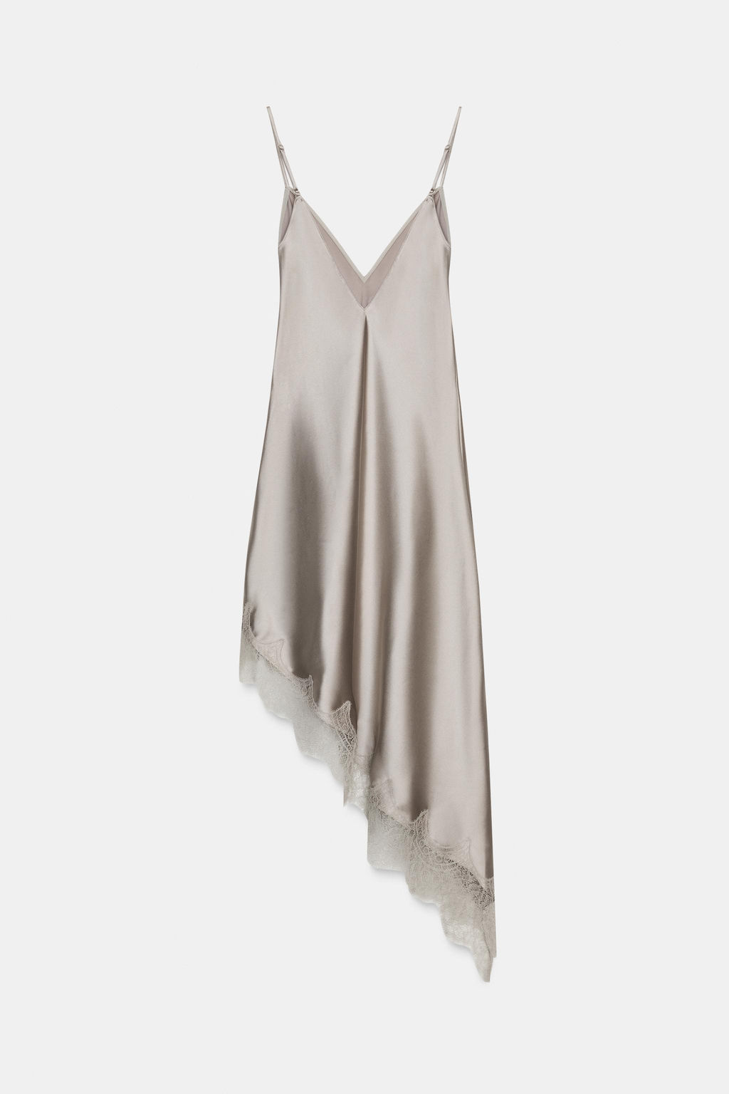 ASYMMETRIC SATIN LACE DRESS