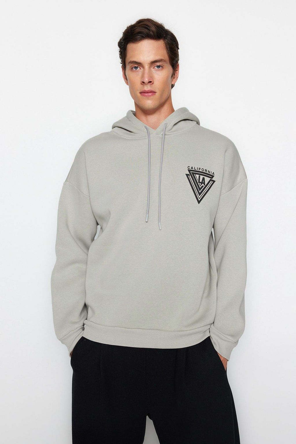 TRENDYOL MAN Turuncu %100 Pamuk Kapusonlu / Genis Kesim Kolej Bask?l? Ici Polarl? Sweatshirt TMNAW24SW00063 - Trendyolmilla фото 3