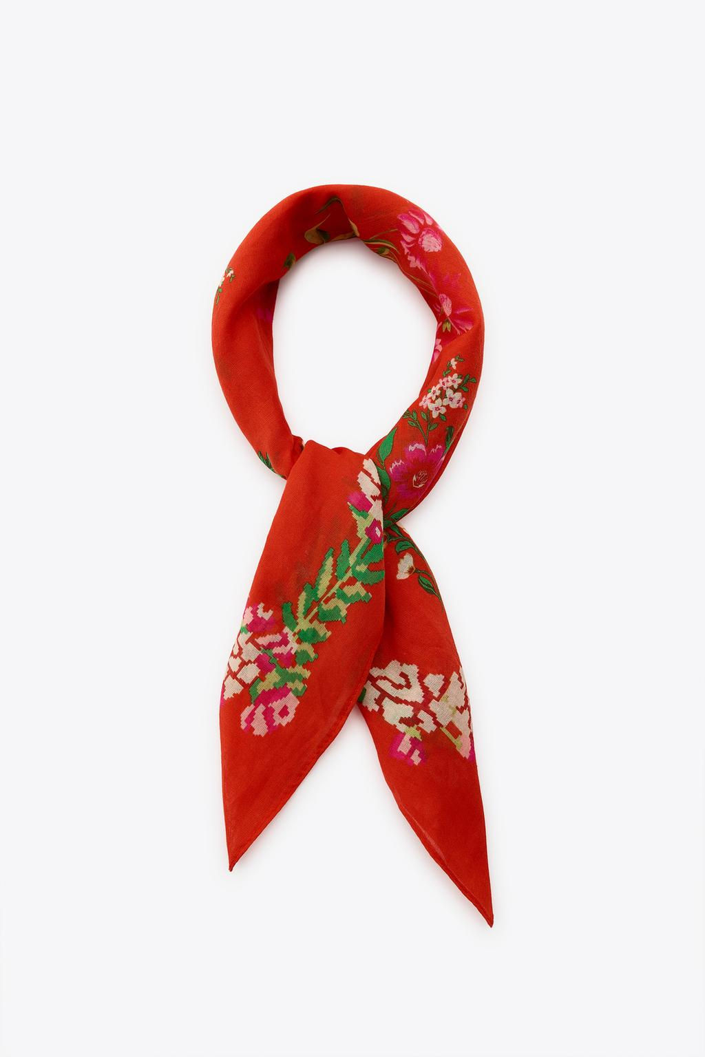 EMBROIDERED COTTON SCARF - Zara фото 4