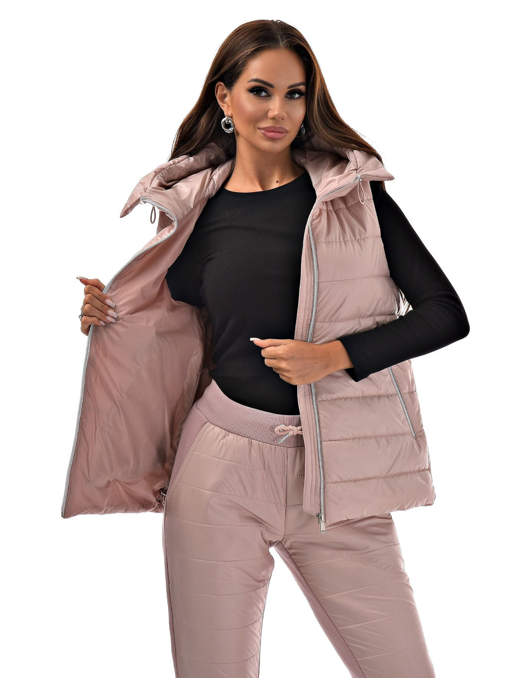 Утепленный жилет с капюшоном на молнии - А+б коллекция фото 11