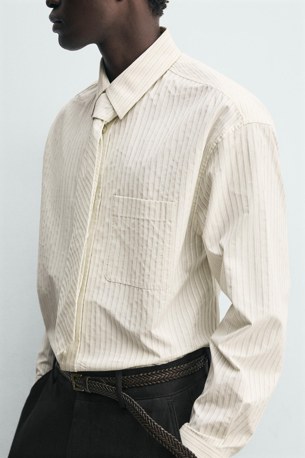 STRIPED SHIRT WITH CONTRAST TIE - Zara фото 13