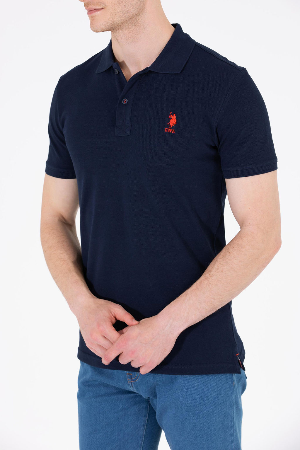 Мужская темно-синяя футболка с воротником поло Basic - U.s. polo assn фото 7