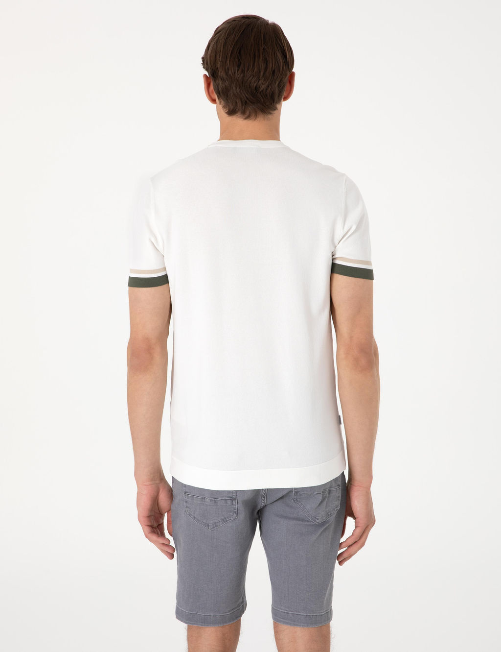 Ekru Slim Fit Triko Ti__rt