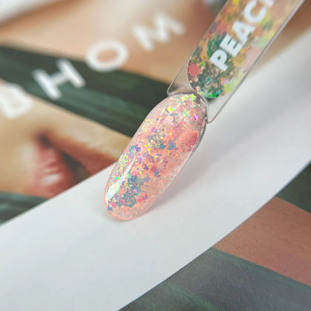 NEW! KOREAN GEL Peach - опаловые разноразмерные многогранники с нежно-оранжевыми переливами в персиковой основе