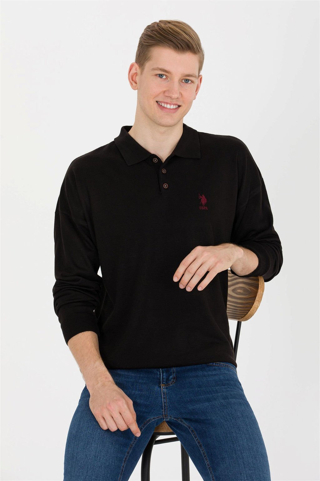 U. S. Polo Assn Мужской черный трикотаж с воротником-поло - U.s. polo assn фото 10