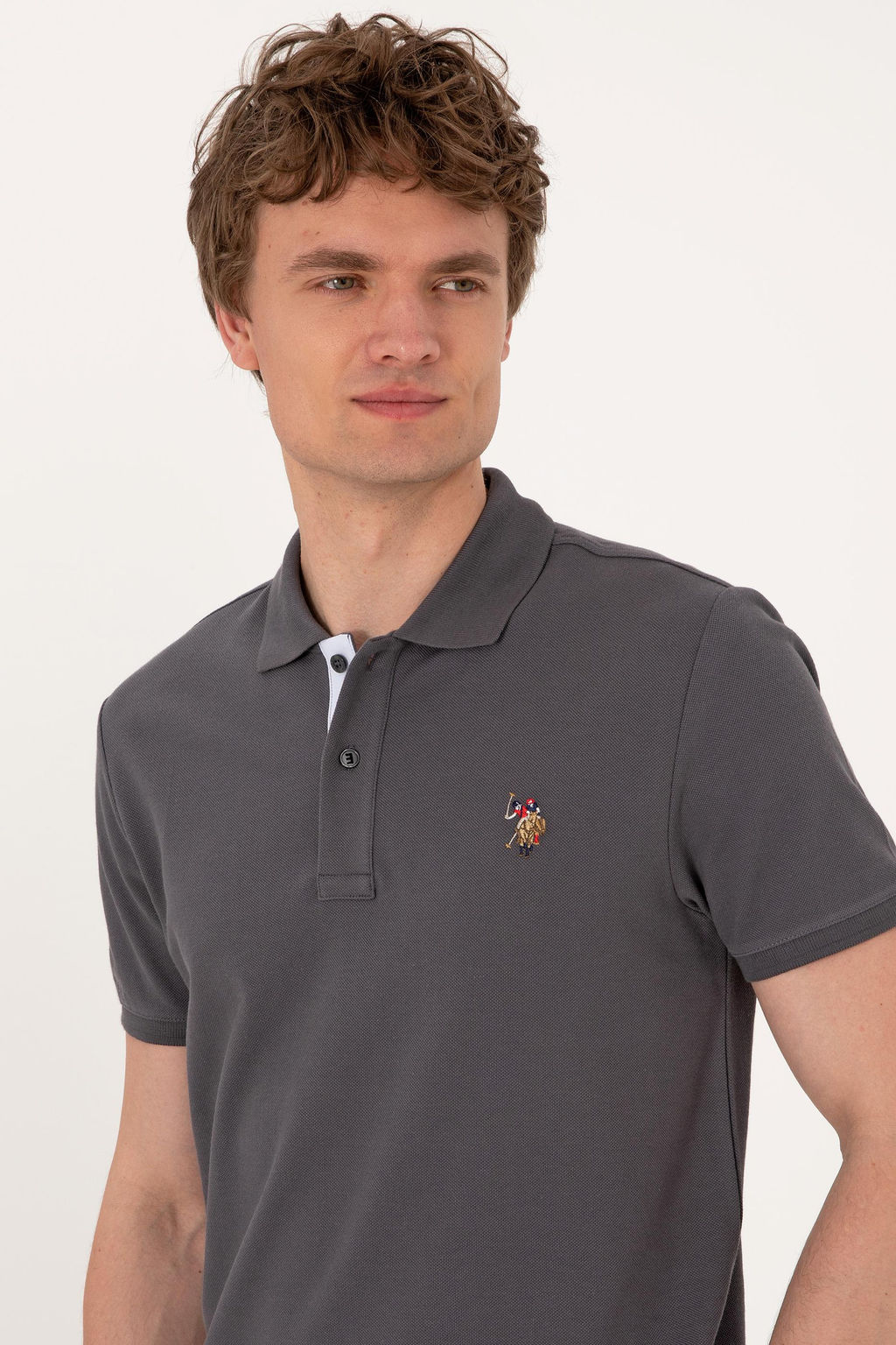Erkek Slim Fit Polo Yaka Antrasit Basic Ti__rt Sepette S_rpriz _ndirim - U.s. polo assn фото 2