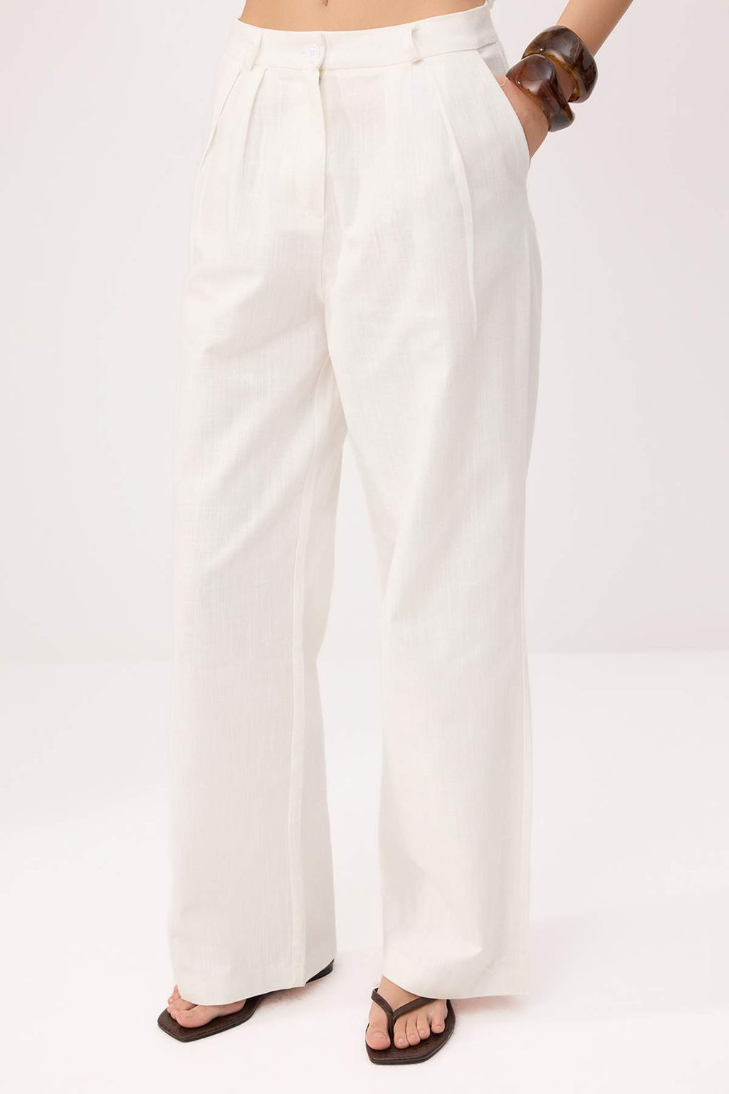 Lacivert Keten Gorunumlu Yelek Pantolon Dokuma Alt - Ust Tak?m TWOSS26AU00104 - Trendyolmilla фото 8