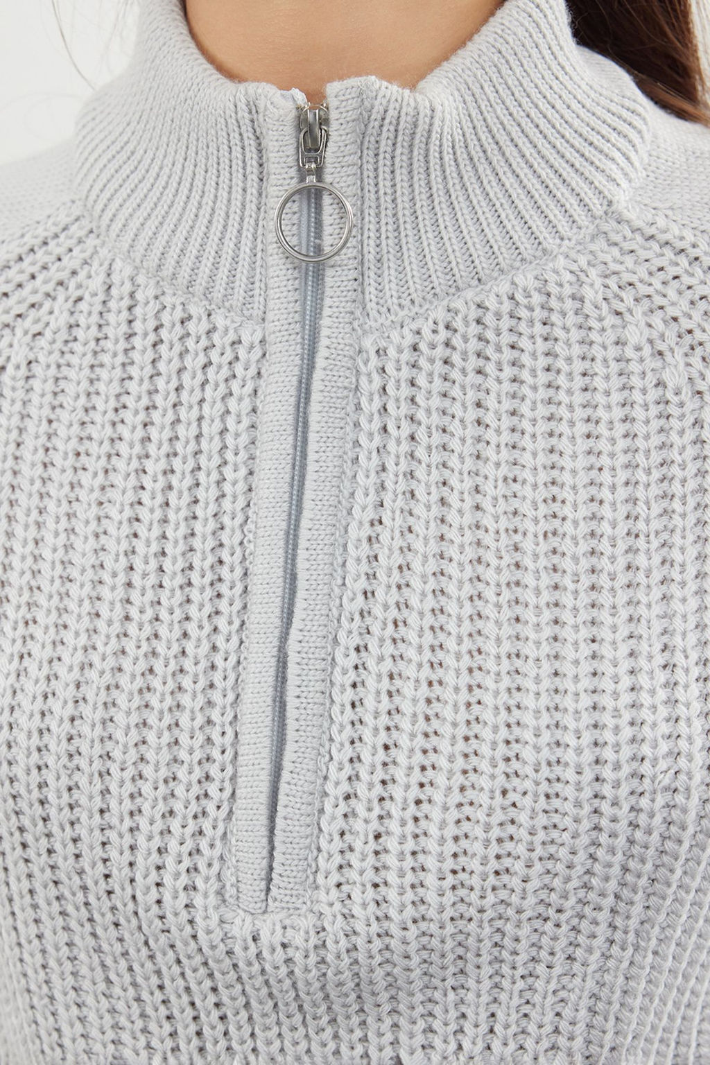 K?rm?z? Crop Fermuarl? Dik Yaka Basic Triko Kazak TWOAW22KZ1632 - Trendyolmilla фото 20