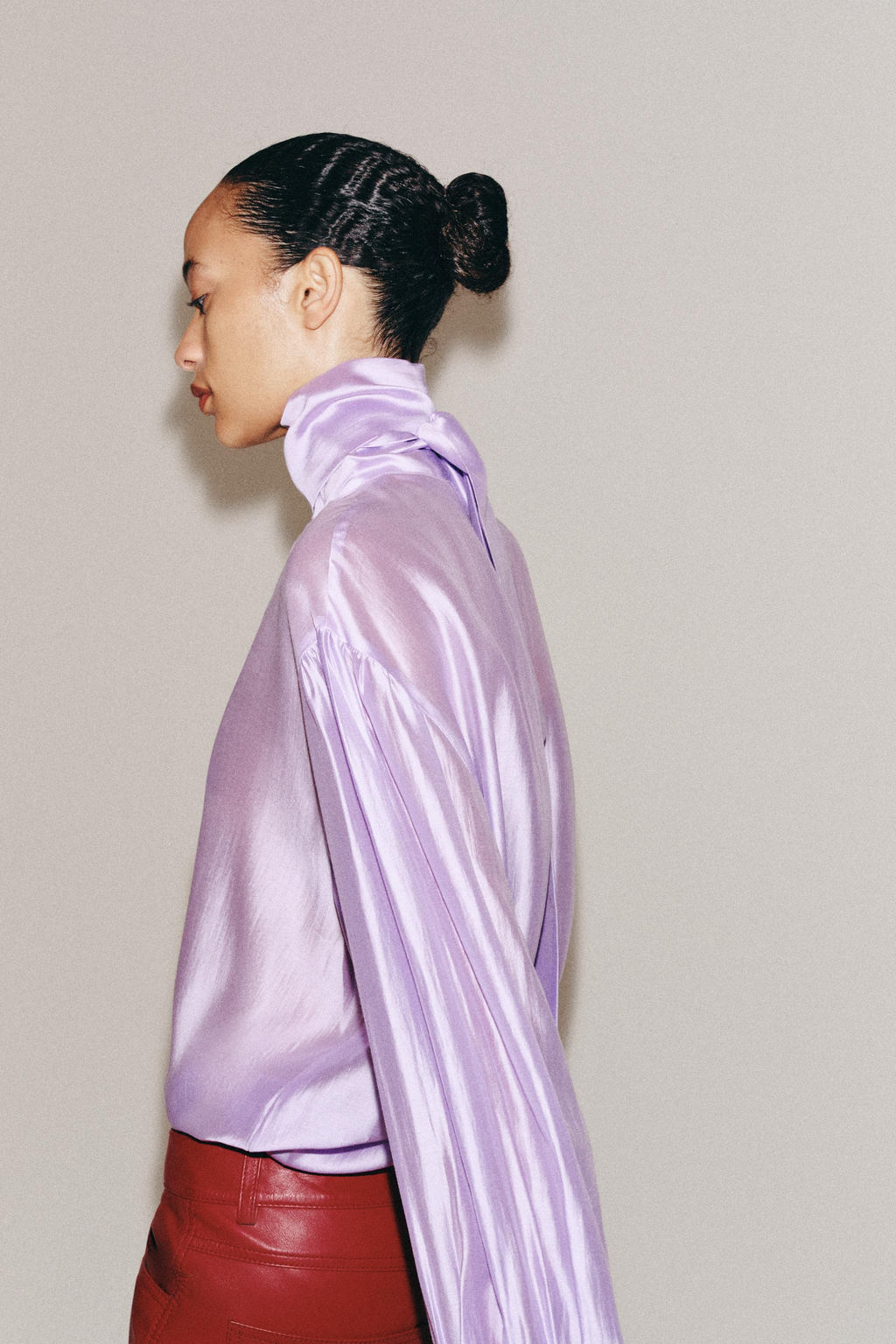 CAMISA SATINADA LAZADAS ZW COLLECTION / Morado