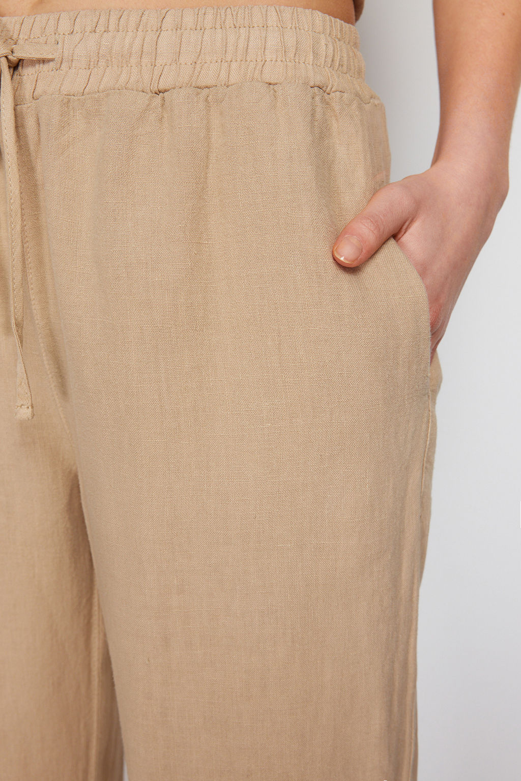 Lacivert %100 Keten Beli Lastikli Yuksek Bel Wide Leg Pantolon TWOSS24JE00249 - Trendyolmilla фото 11