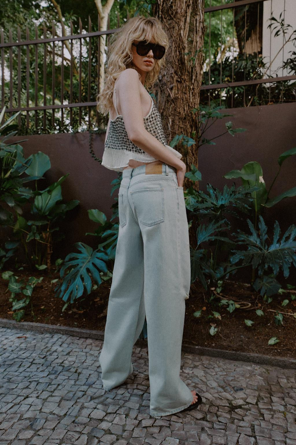 Z1975 RIPPED STRAIGHT MID-WAIST JEANS - Zara фото 5