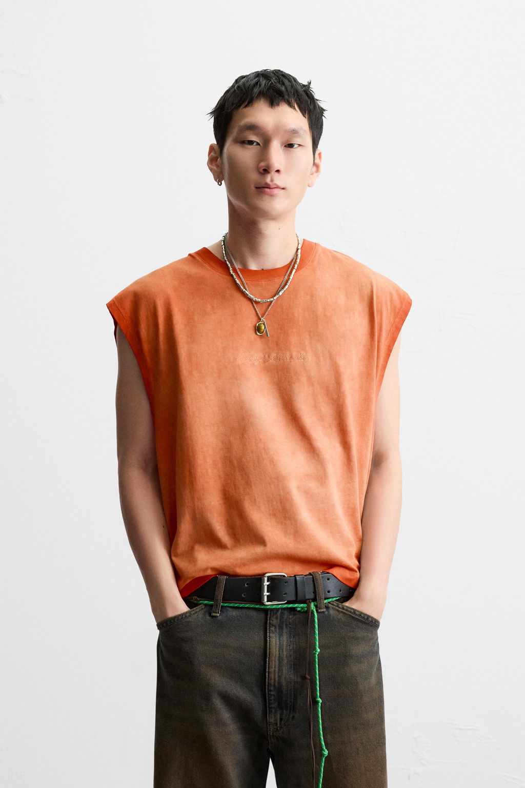 WASHED EMBROIDERED TANK TOP - Zara фото 2